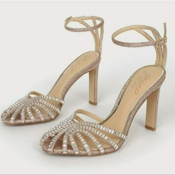 Badgley Mischka Shoes - Jewel by Badgley Mischka Polly High Heel Evening Sandals Rose Gold Glitter -6.5